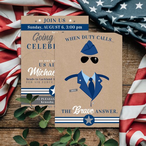 Air Force Going Away Party NAVY BLUE GRAY Military Invitation