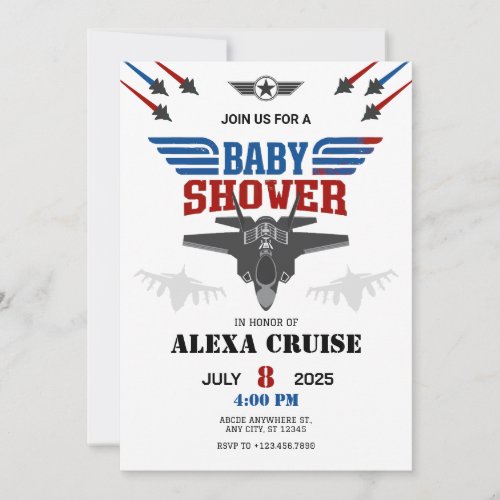 Air force jet fighter pilot Baby Shower Invitation