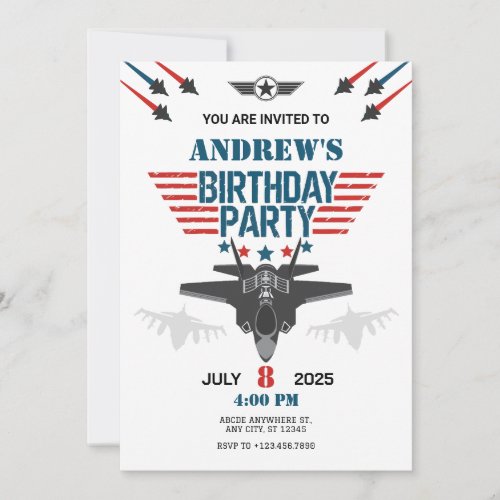 Air force jet fighter pilot Birthday Invitation