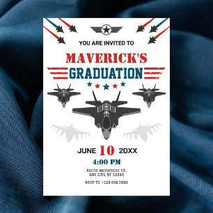 Air force jet fighter pilot graduation invitation