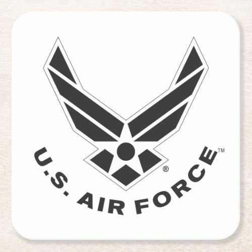Air Force Logo _ Black Square Paper Coaster