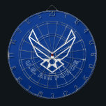 Air Force Logo - Blue Dart Board<br><div class="desc">This design features the iconic Air Force logo set against a striking blue background. Its clean and patriotic look embodies the honor,  pride,  and tradition of the United States Air Force,  making it ideal for showcasing support and appreciation for military service.</div>