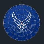 Air Force Logo - Blue Dart Board<br><div class="desc">This design features the iconic Air Force logo set against a striking blue background. Its clean and patriotic look embodies the honor,  pride,  and tradition of the United States Air Force,  making it ideal for showcasing support and appreciation for military service.</div>