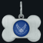 Air Force Logo - Blue Pet ID Tag<br><div class="desc">This design features the iconic Air Force logo set against a striking blue background. Its clean and patriotic look embodies the honor,  pride,  and tradition of the United States Air Force,  making it ideal for showcasing support and appreciation for military service.</div>