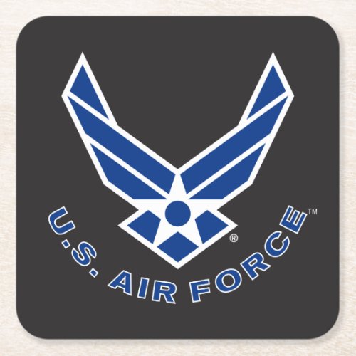 Air Force Logo _ Blue Square Paper Coaster