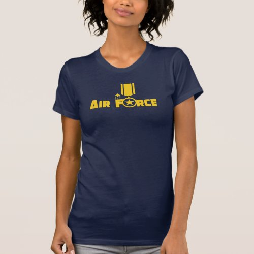 Air Force Military Gold Star Medal Aircraft Modern T_Shirt