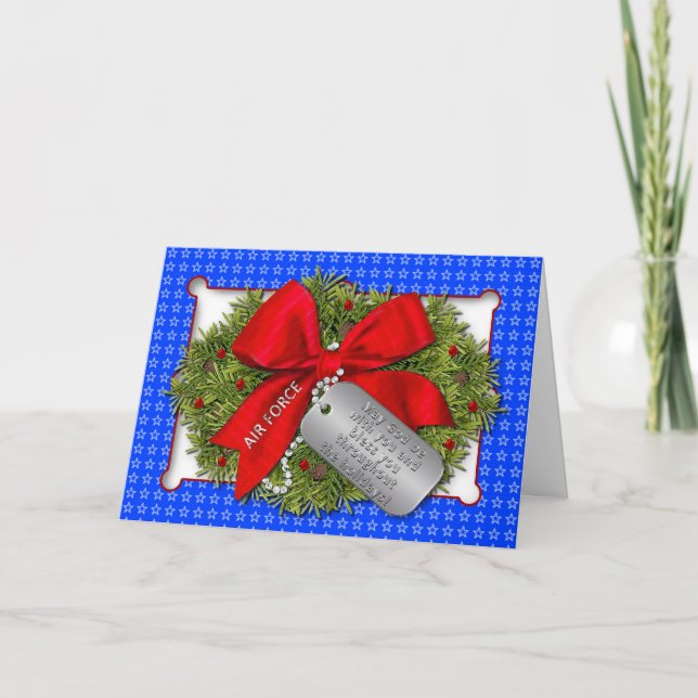 AIR FORCE MILITARY HOLIDAY - CHRISTMAS WREATH CARD (Front)