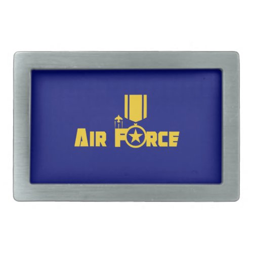 Air Force Military Star Medal Aircraft Blue Gold Belt Buckle