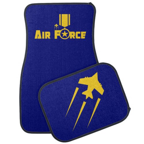 Air Force Military Star Medal Aircraft Blue Gold Car Floor Mat