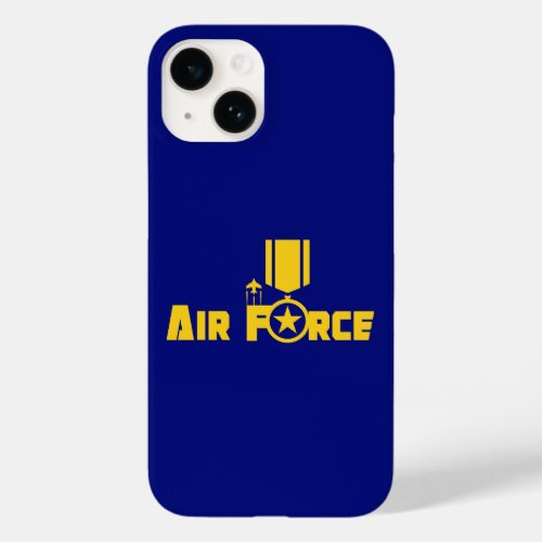 Air Force Military Star Medal Aircraft Blue Gold Case_Mate iPhone 14 Case