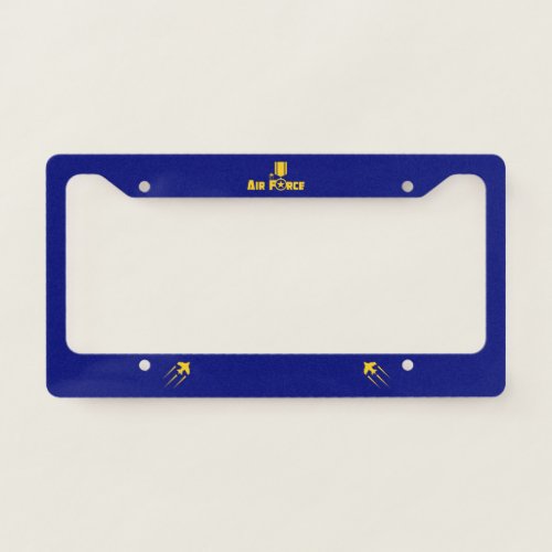 Air Force Military Star Medal Aircraft Blue Gold License Plate Frame