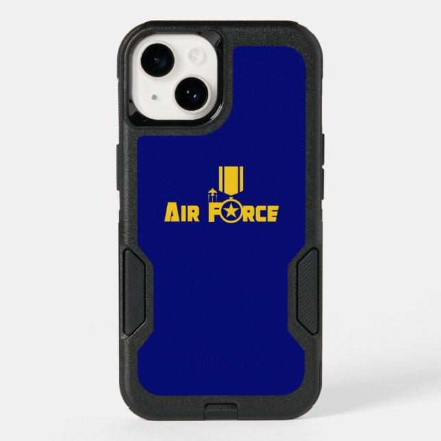 Air Force Military Star Medal Aircraft Blue Gold Otterbox iPhone Case (Back)