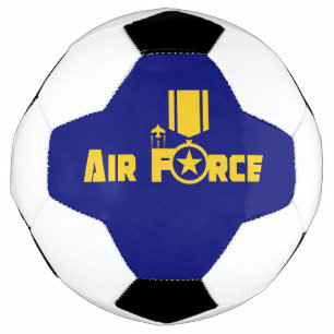 Air Force Military Star Medal Aircraft Blue Gold Soccer Ball