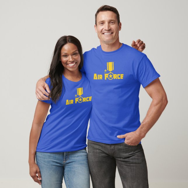 Air Force Military Star Medal Aircraft Blue Gold T-Shirt (Unisex)