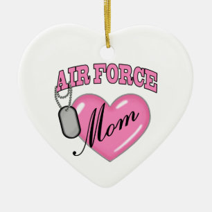Air Force Mom Heart N Dog Tag Ceramic Ornament