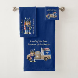 Air Force Nutcracker with Little Military Truck Bath Towel Set