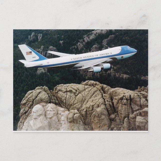 Air Force One above Mount Rushmore Postcard (Front)