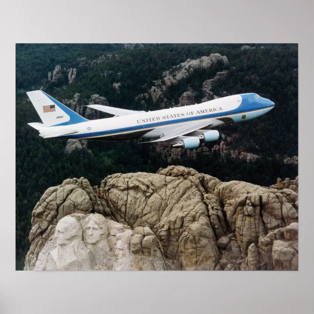 Air Force One flying over Mount Rushmore Poster | Zazzle