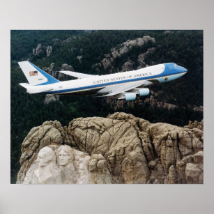Air Force One Over Mount Rushmore Poster