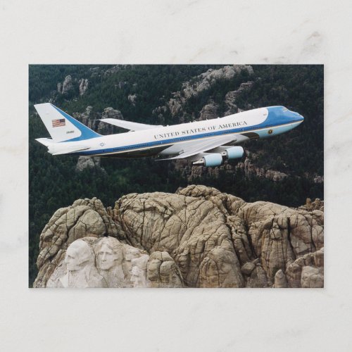 Air Force One over Mt Rushmore Postcard