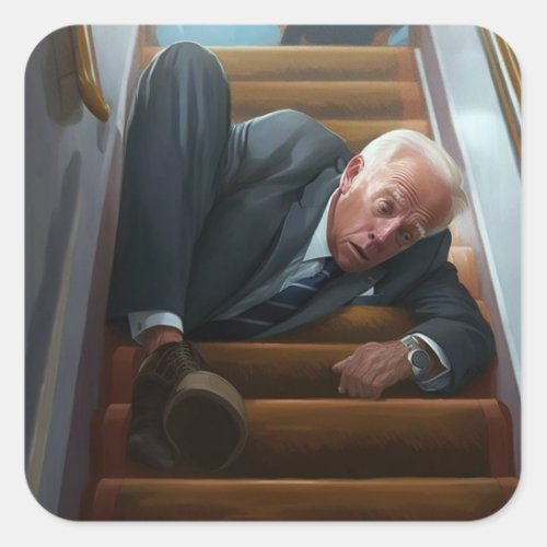 Air Force One Tumble Joe Biden Takes a Fall Square Sticker
