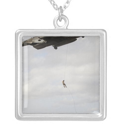 Air Force pararescuemen conduct a combat insert 2 Silver Plated Necklace