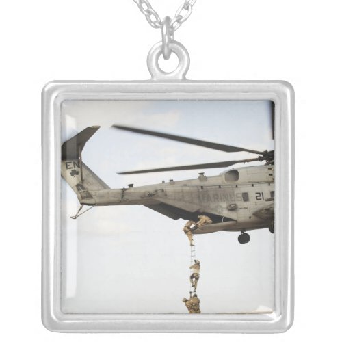 Air Force pararescuemen conduct a combat insert 4 Silver Plated Necklace