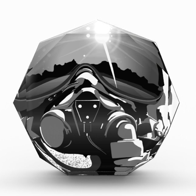 Air force Pilot Helmet  and mask Acrylic Award (Front)