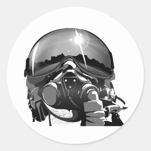 Air force Pilot Helmet  and mask Classic Round Sticker
