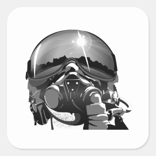 Air force Pilot Helmet  and mask Square Sticker