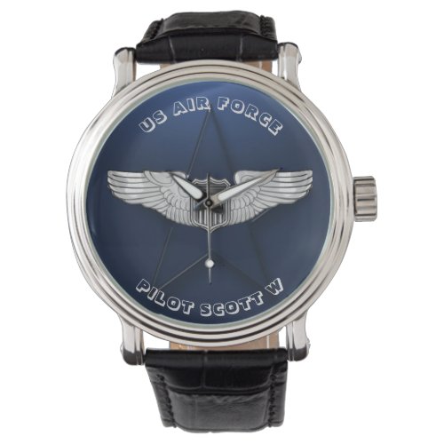 Air Force Pilot Wings Personalized Gift Watch