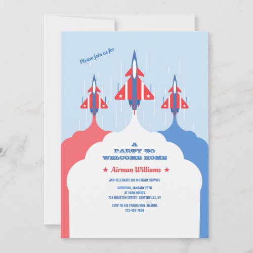 Air Force Red White and Blue Welcome Home Invitation
