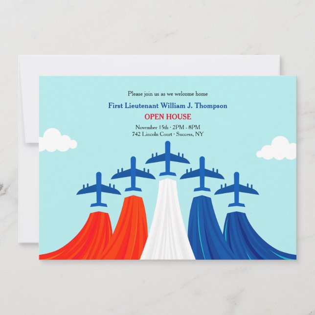 Air Force Red White and Blue Welcome Home Party Invitation (Front)