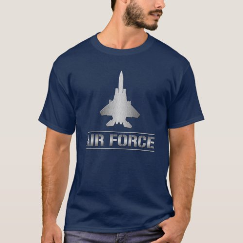 Air Force Silver F_15 Fighter Jet T_Shirt