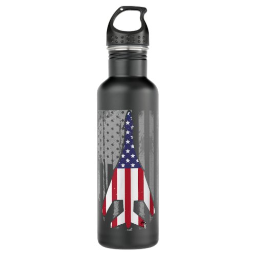 Air Force Supersonic B_1 Bomber Jet American Flag  Stainless Steel Water Bottle