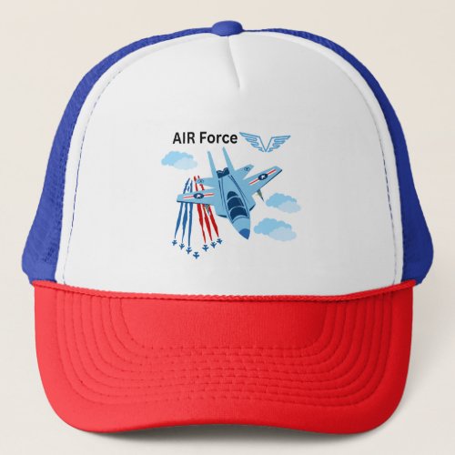 AIR Force USA Jet Red White Blue Trucker Hat