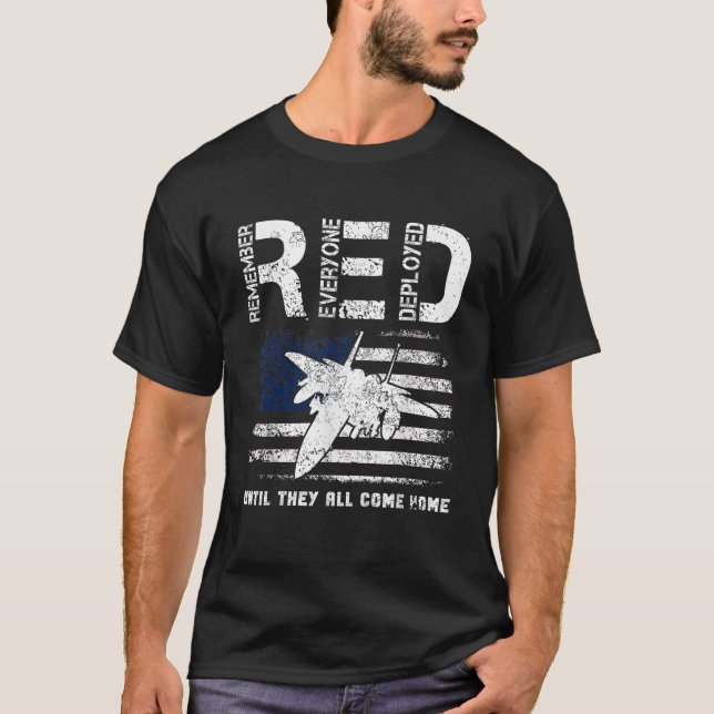 Air Force USAF US Flag Veteran RED Friday Military T-Shirt (Front)