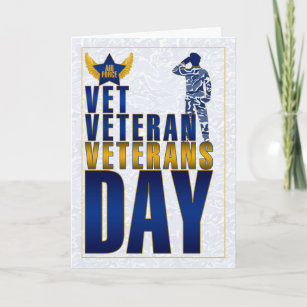 Air Force Veterans Day Blue and Gold Holiday Card