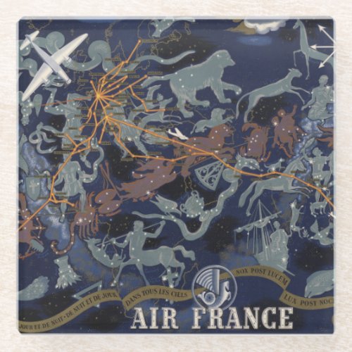 Air France  De nuit et de jour dans tous les ciel Glass Coaster