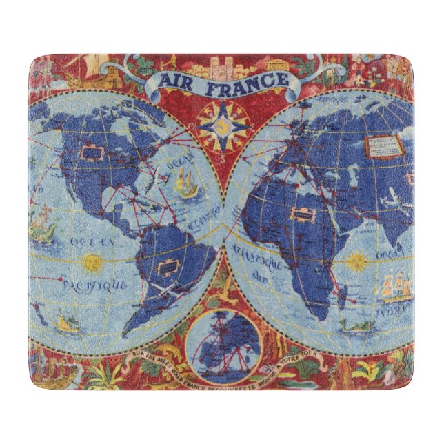 Air France Map of the World Cutting Board (Front)