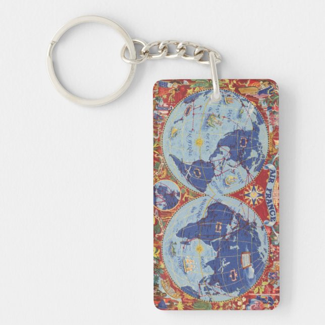 Air France Map of the World Keychain (Front)