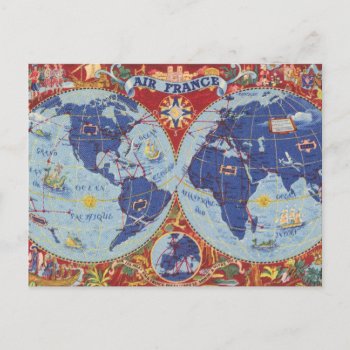 Air France Map Of The World Postcard by davidrumsey at Zazzle
