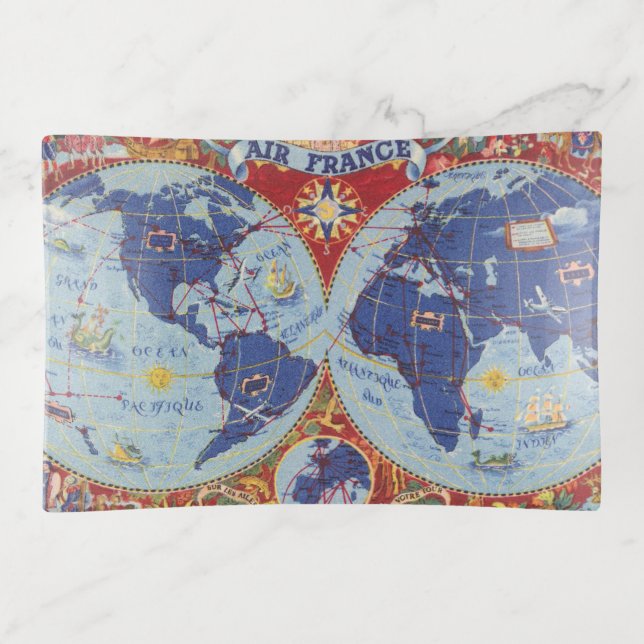 Air France Map of the World Trinket Tray (Front)