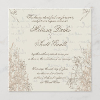 Air, Fresh, Cream, Vintage Wedding Invitation