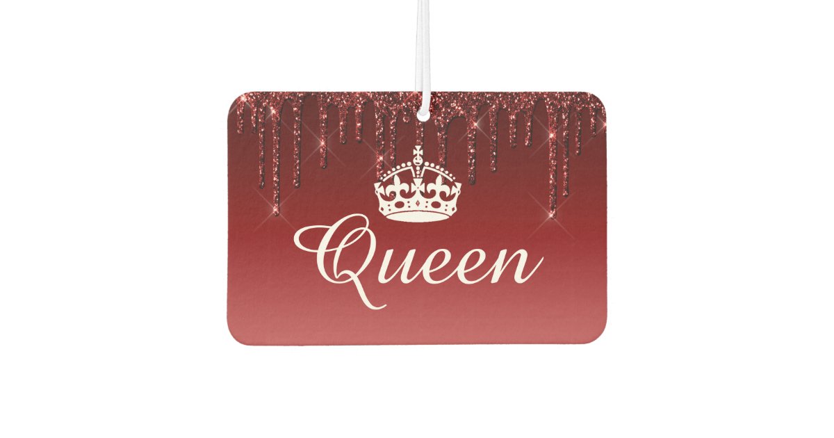 Air Freshener Queen Crown Drip Glitter Deep Red Zazzle
