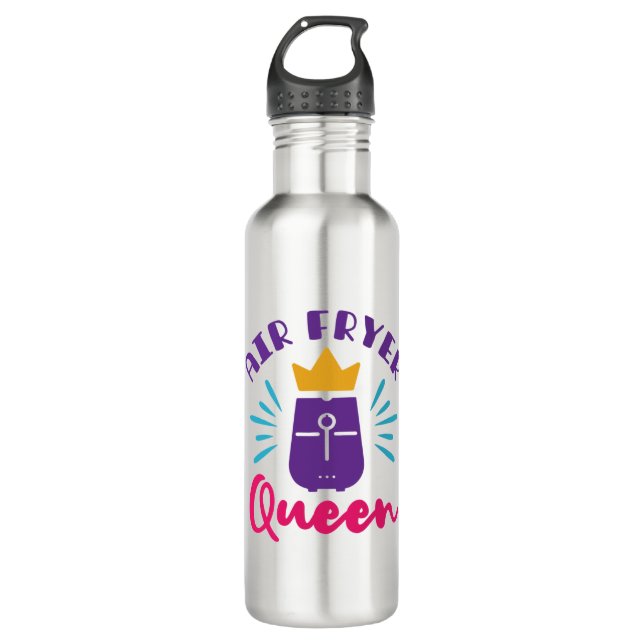 Air Fryer Queen Cook Cooking Chef Women Girls Stainless Steel Water Bottle (Front)