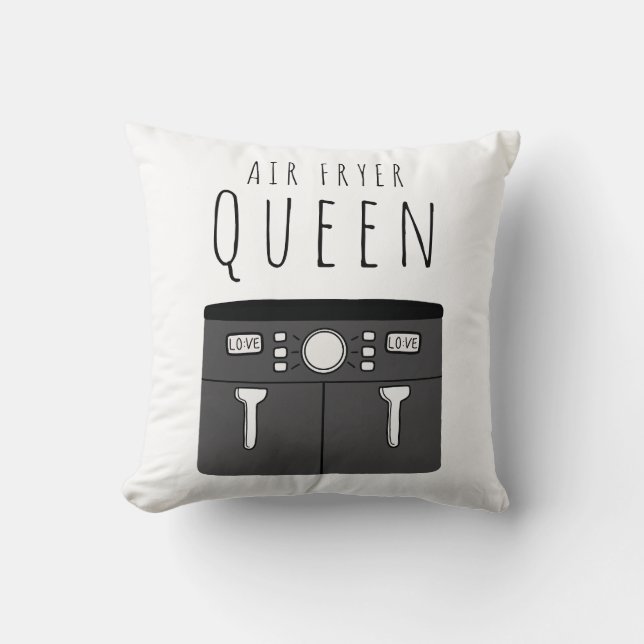 Air Fryer Queen Throw Pillow (Front)