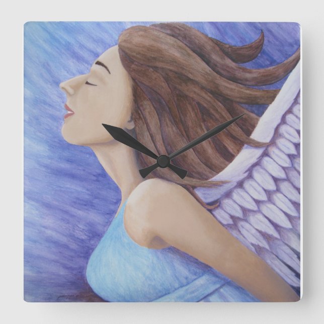 Air Goddess Flying Square Wall Clock (Front)