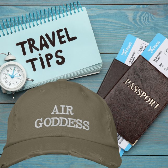 Air Goddess Typography, Wanderlust, Simple Embroidered Baseball Cap (Creator Uploaded)