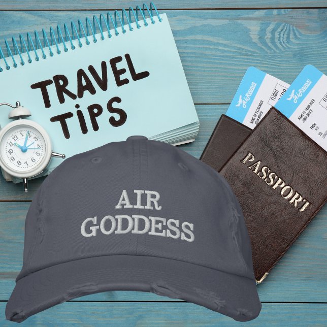 Air Goddess Typography, Wanderlust, Simple Embroidered Baseball Cap (Creator Uploaded)